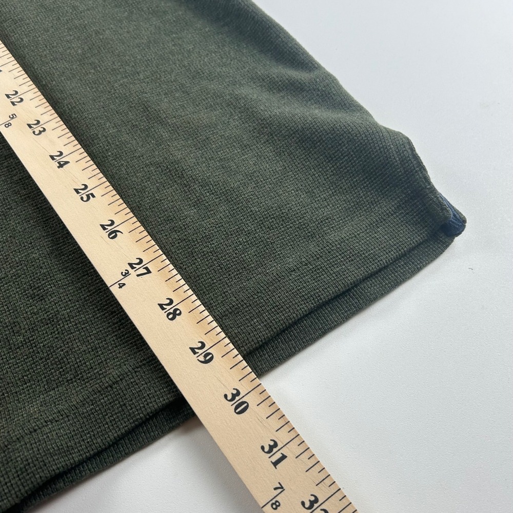 LL Bean Mens M Shawl Olive Green Waffle Knit 5-Button Henley Mock Neck Pullover - Picture 6 of 8